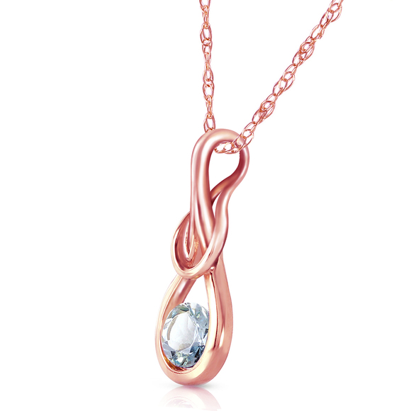 14K. SOLID GOLD NECKLACE WITH NATURAL AQUAMARINES (Rose Gold) - Picture 2 of 3